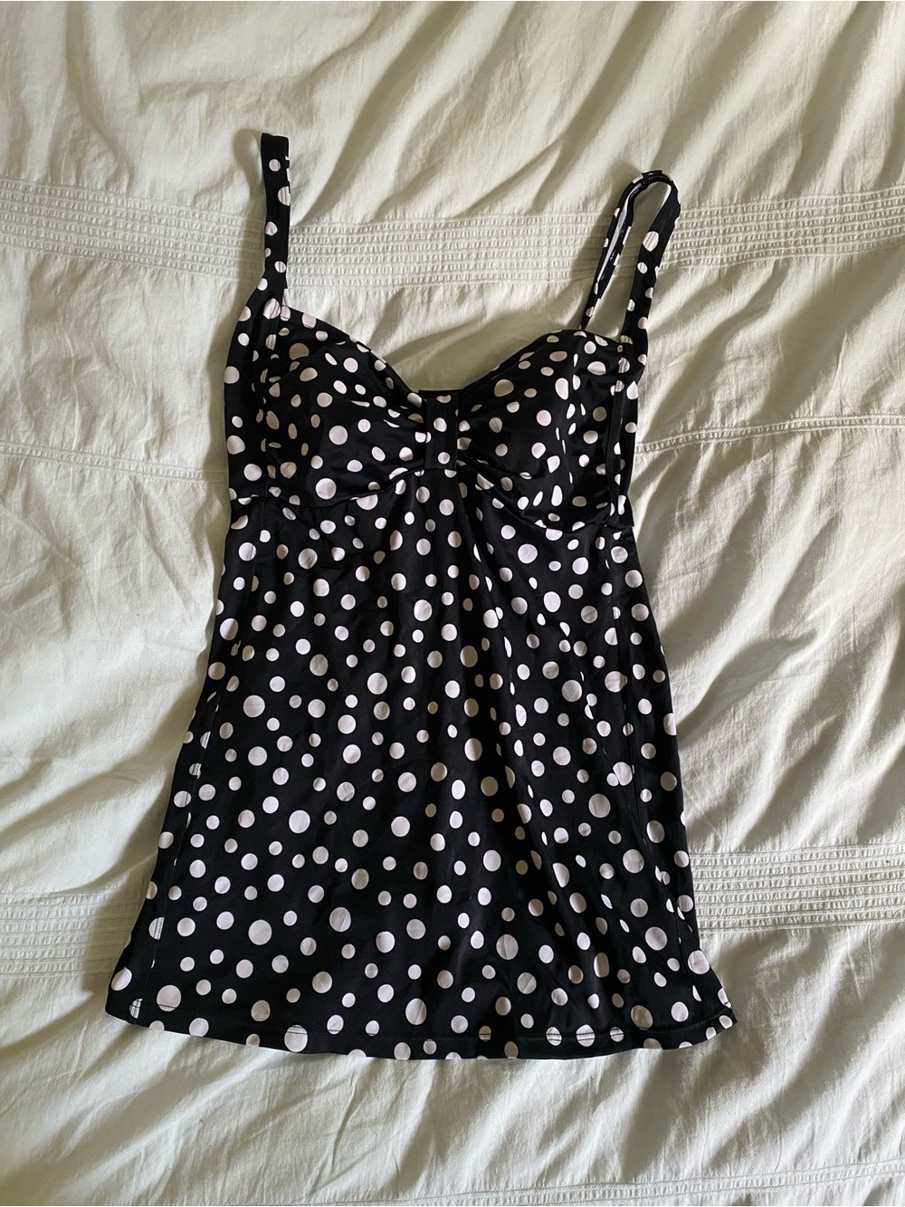 Black Polka Dot Tankini Top with White Dots